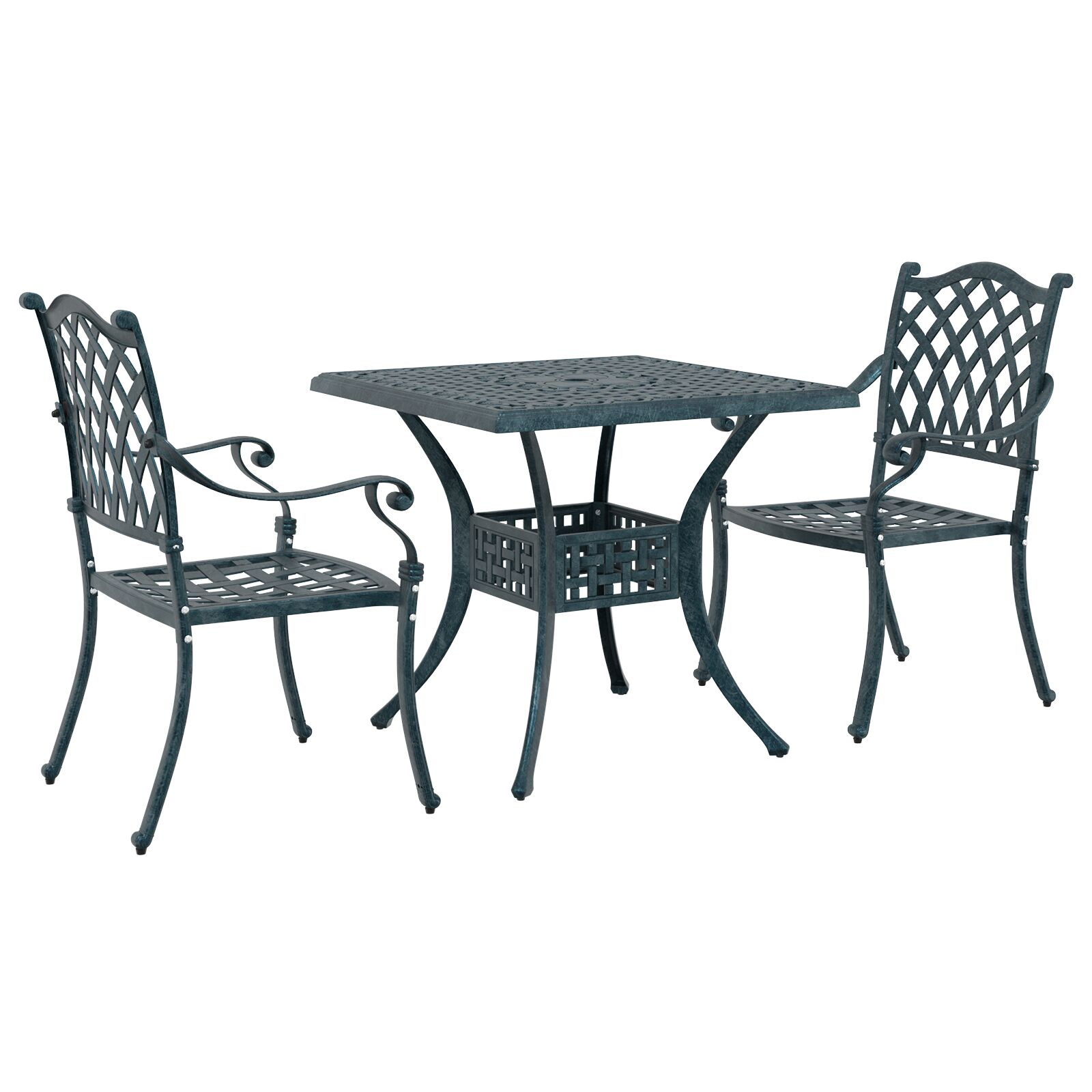 3 részes Kert Bistro Szett Zöld Öntött Alumínium (3334735)