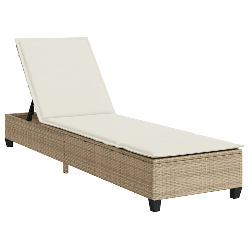 bézs polyrattan napozóágy párnákkal 55x200x25,5 cm (4104097)