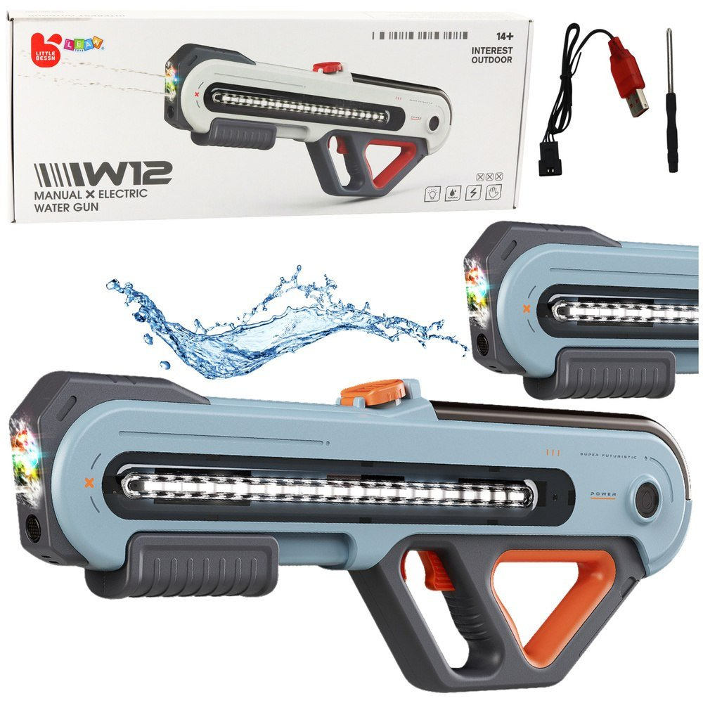 Nagy Pisztoly W12 Elektromos Vízipisztoly LED Szürke 60 cm (24280)