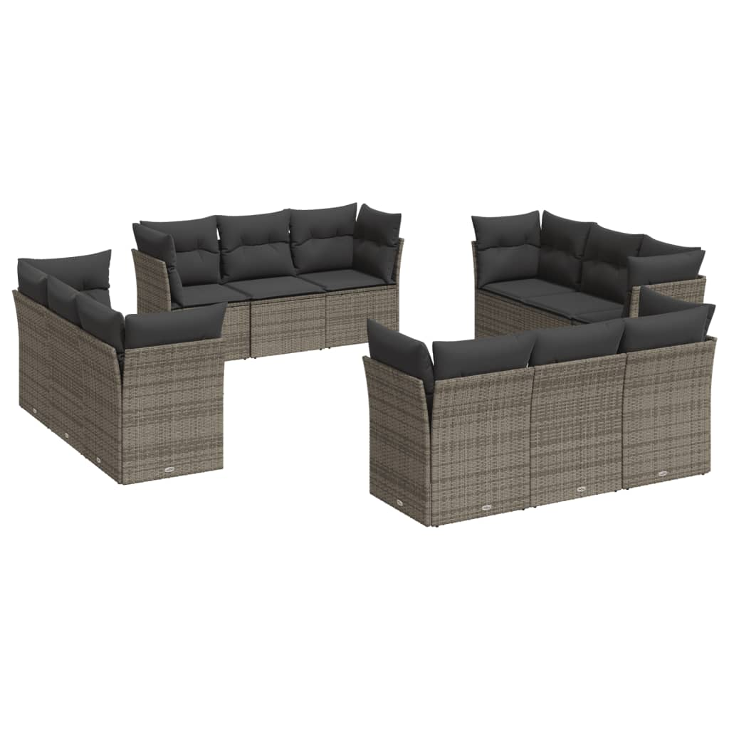 12 részes szürke polyrattan kerti ülőgarnitúra párnákkal (3217330)