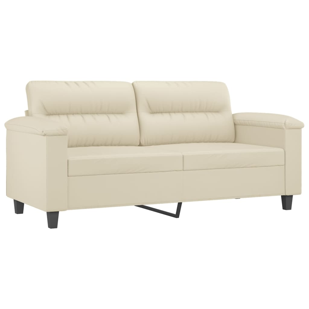 2 személyes krémszínű műbőr kanapé 140 cm (359584)