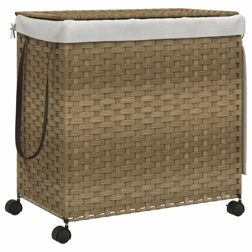 polyrattan szennyeskosár kerekekkel 60x35x60,5 cm (372039)