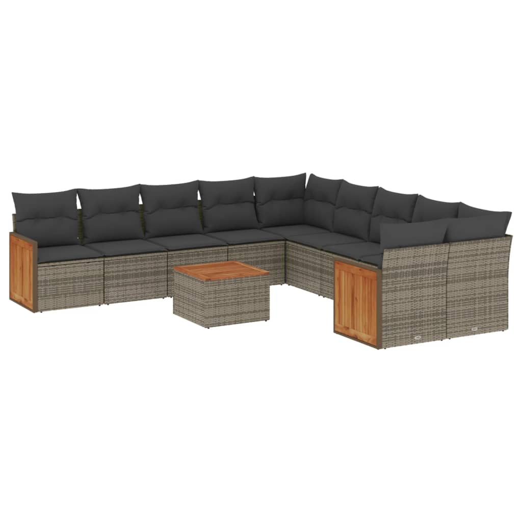 11 részes szürke polyrattan kerti ülőgarnitúra párnákkal (3260443)