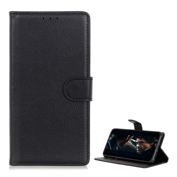 Tok álló, bőr hatású (FLIP, oldalra nyíló, asztali tartó funkció, prémium) FEKETE [Honor X10 5G] (5996457993567)