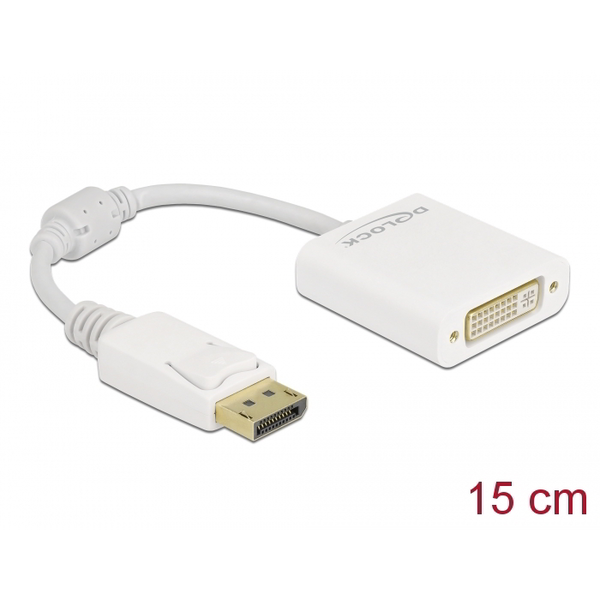 Adaptér DisplayPort 1.1 (samec) na DVI (samice) pasivní, bílý Delock 61010