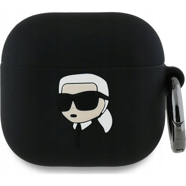CG MOBILE KARL LAGERFELD 3D LOGO NFT KARL HEAD szilikon tok (karabíner) FEKETE Apple AirPods 4 (KLA4RUNIKK)
