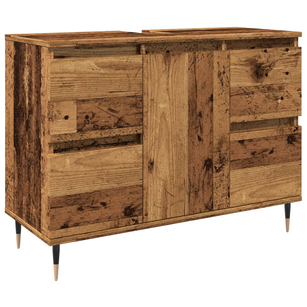 antik fa színű szerelt fa mosdószekrény 80 x 33 x 60 cm (857232)