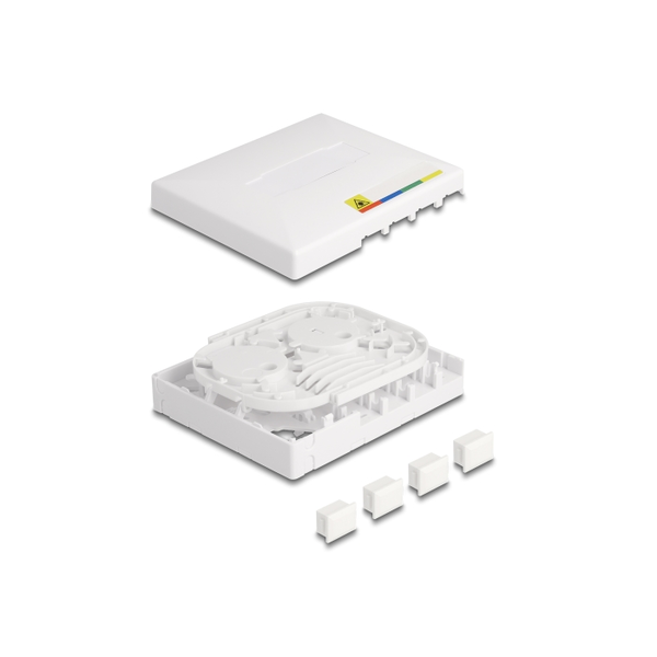 Delock Optikai szálas csatlakozó doboz FTTH falra szerelhető 4 x SC Simplex vagy LC Duplex számára, fehér színű (87890)