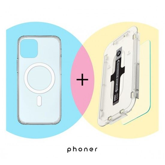 Phoner Mag Pack Apple iPhone 14 Plus Magsafe tok átlátszó + Master Clear keretes tempered fólia (PHMPIPH14PLUS) (PHMPIPH14PLUS)