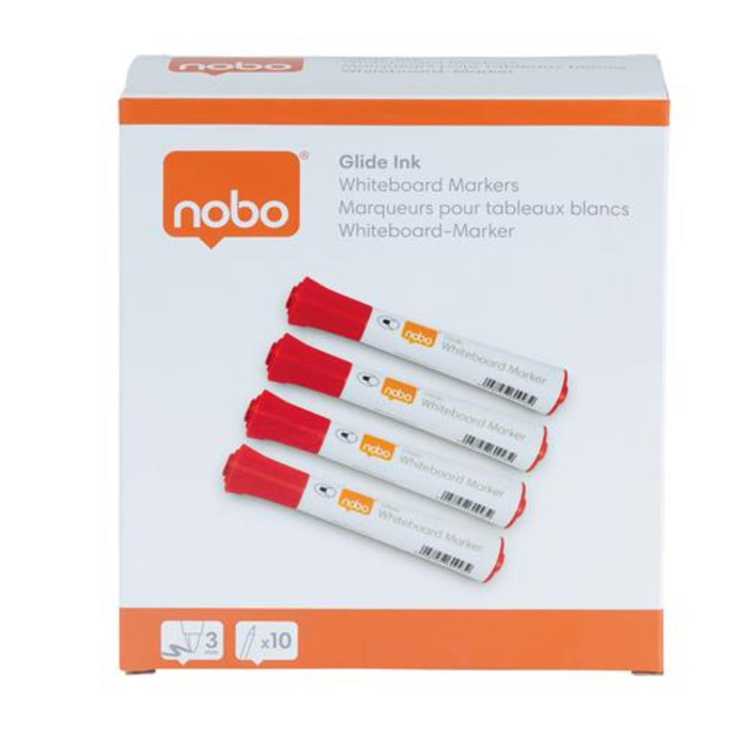 NOBO Glide 2mm Táblamarker - Piros (10 db / csomag) (1915266)