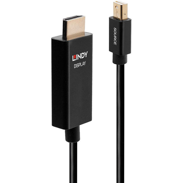Lindy 40923 адаптер за видео кабел 3 м Mini DisplayPort HDMI тип A (стандартен) Черен
