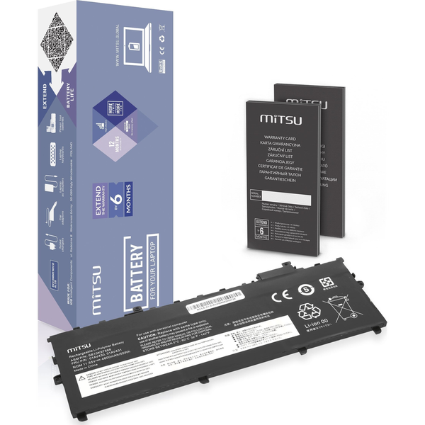 Bateria Mitsu Bateria 01AV430 do Lenovo ThinkPad X1 Carbon 5 6 2017 2018
