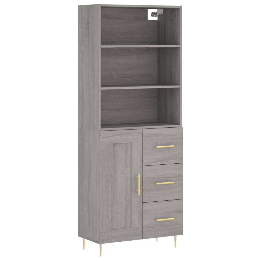 szürke sonoma szerelt fa magasszekrény 69,5 x 34 x 180 cm (3190011)