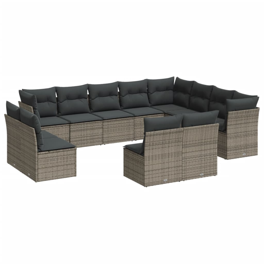 12 részes szürke polyrattan kerti ülőgarnitúra párnákkal (3218470)