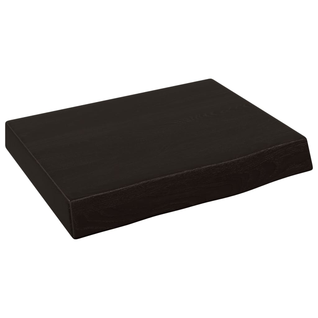 sötétbarna kezelt tömör tölgyfa fali polc 40x30x(2-6) cm (363748)