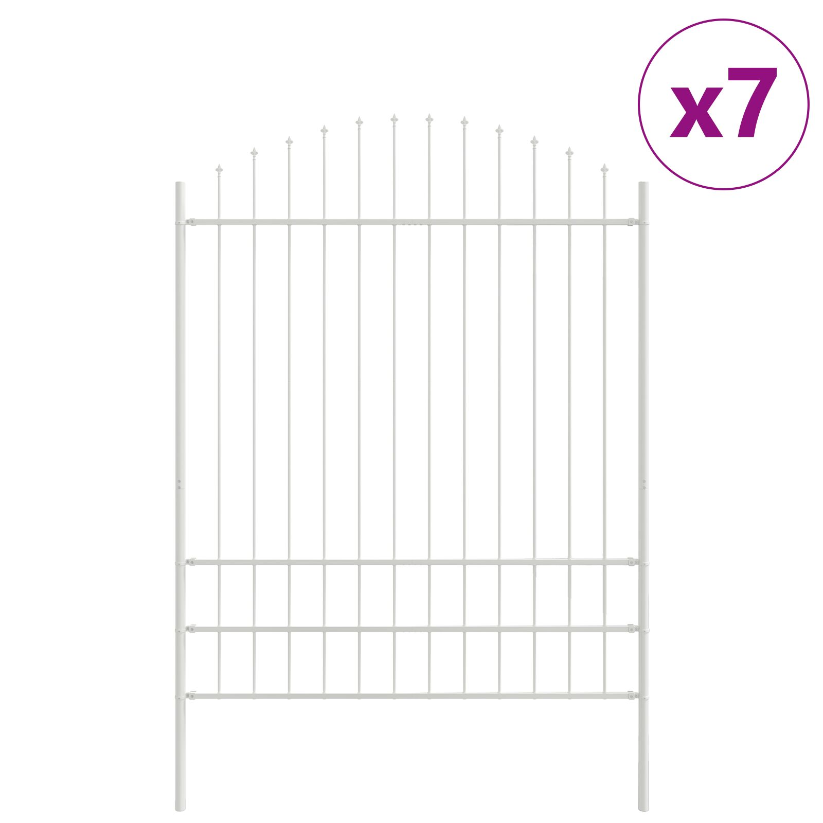 Kerti Kerítés íves tetővel Fehér 11,9x2 m Acél (3360171)