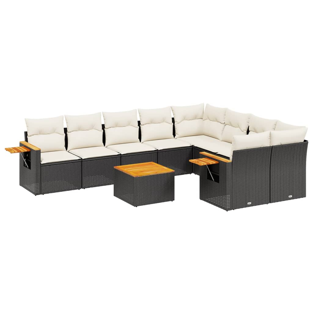 10 részes fekete polyrattan kerti ülőgarnitúra párnákkal (3227148)