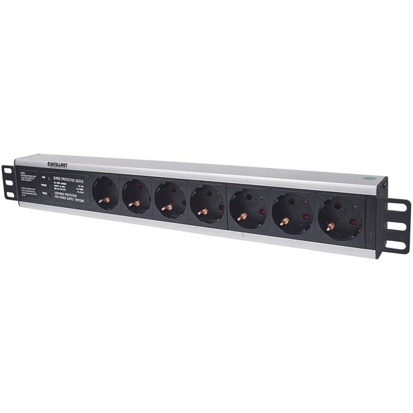 Intellinet 714006 strømforsyningsenhed (PDU) 7 AC stikkontakt(er) 1.5U Sort