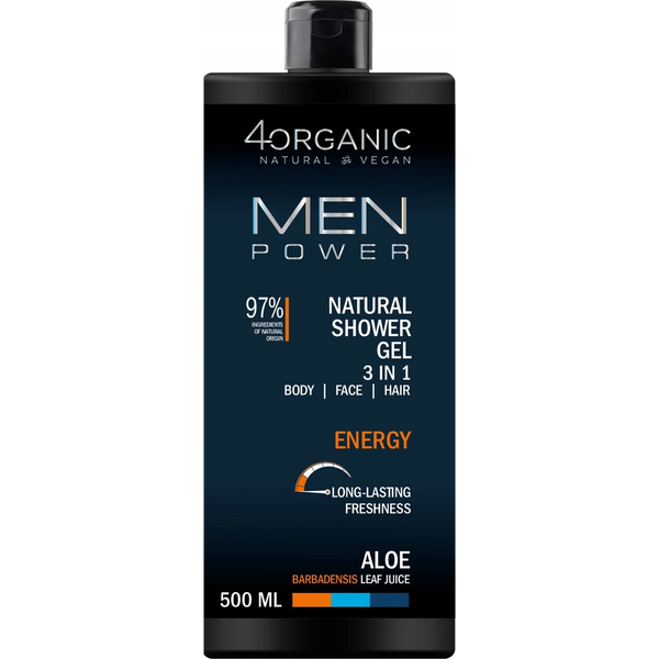 4ORGANIC_Men Power naturalny żel pod prysznic 3 w 1 Energy 500ml