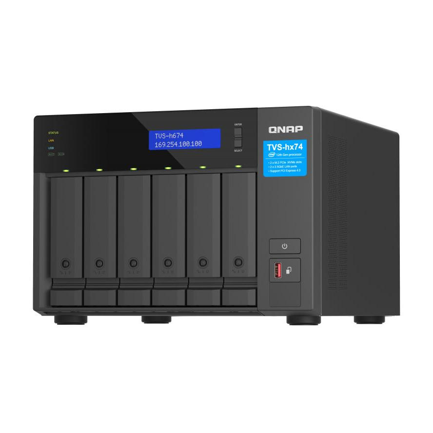 QNAP TVS-h674 NAS Tower Ethernet/LAN csatlakozás Fekete i3-12100 (TVS-h674-i3-16G)