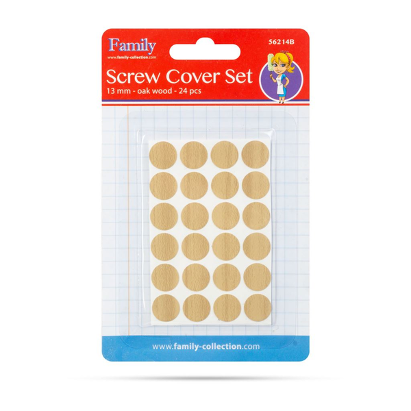 Family öntapadós csavartakaró szett tölgyfa színű 13mm, 24db (56214B)