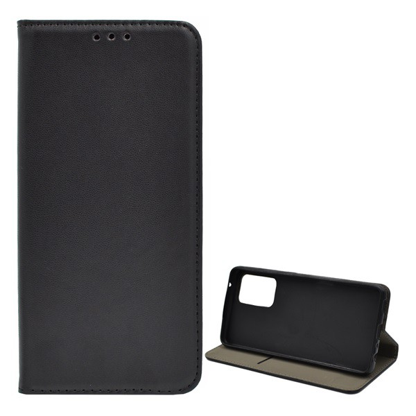 Tok álló, bőr hatású (FLIP, oldalra nyíló, asztali tartó funkció) FEKETE [Samsung Galaxy A52s 5G (SM-A528)] (5996591028811)
