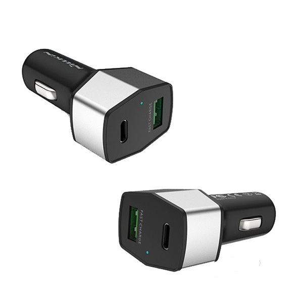 NILLKIN CELERITY autós töltő USB aljzat / Type-C aljzat (5V / 3000mA, PD gyorstöltés támogatás) EZÜST