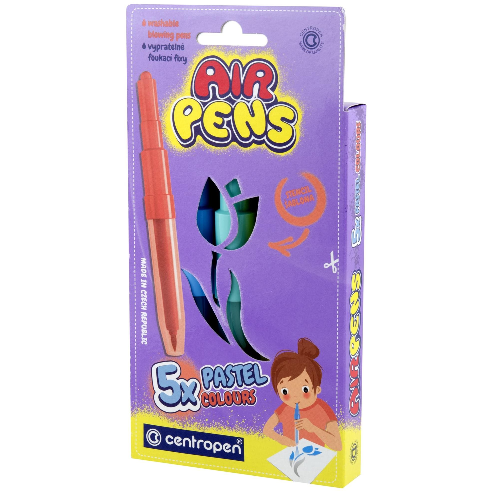 Centropen Air Pens 1500 Fújós filctoll, pasztellszínek, 5 db (8595013645185)