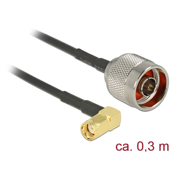 Delock N Plug > RP-SMA Plug 90 RG-174 antenna kábel 0.3m (89579) (DE89579)