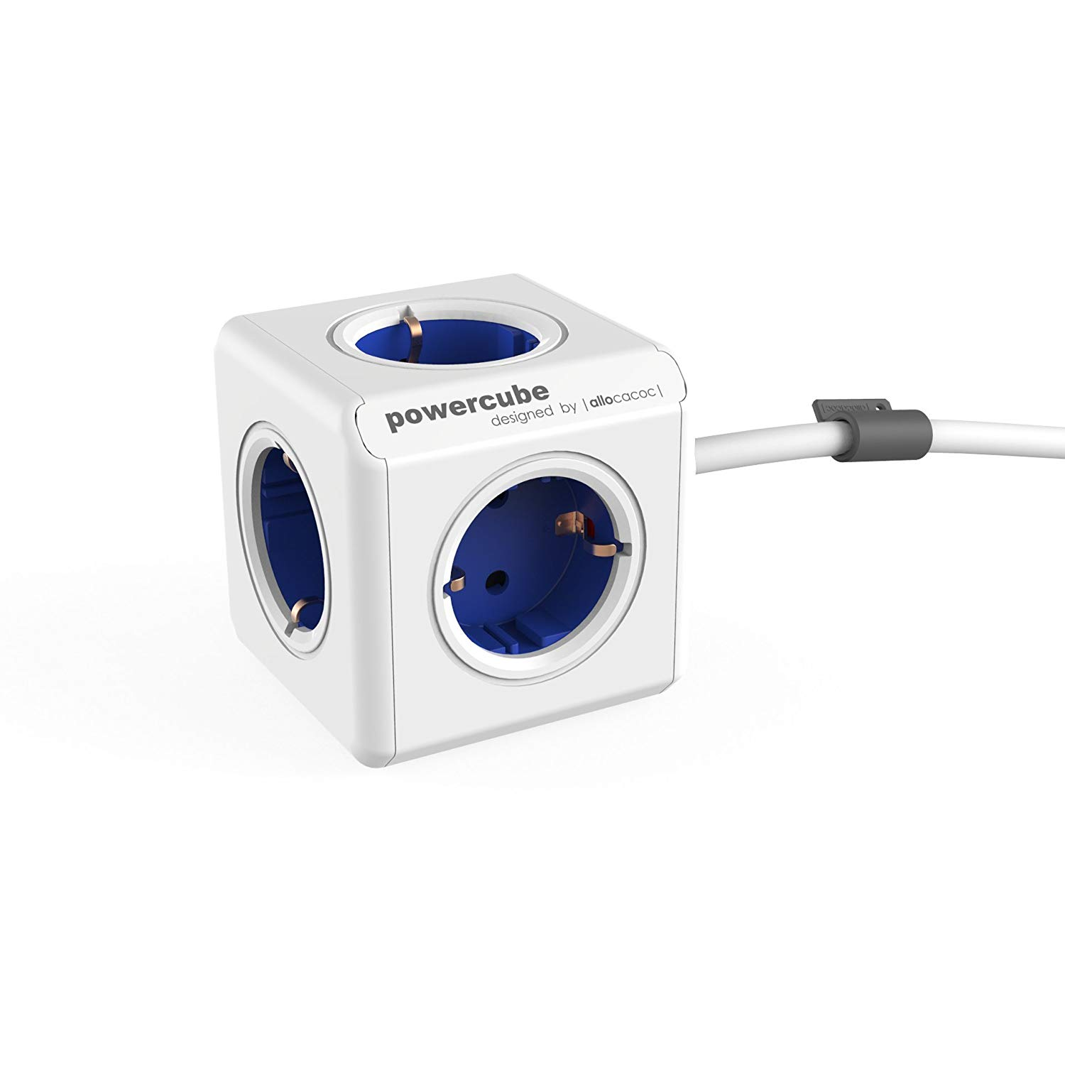 Allocacoc PowerCube Extended 4 csatlakozós elosztó 2 USB porttal - Kék (2402BL/FREUPC)