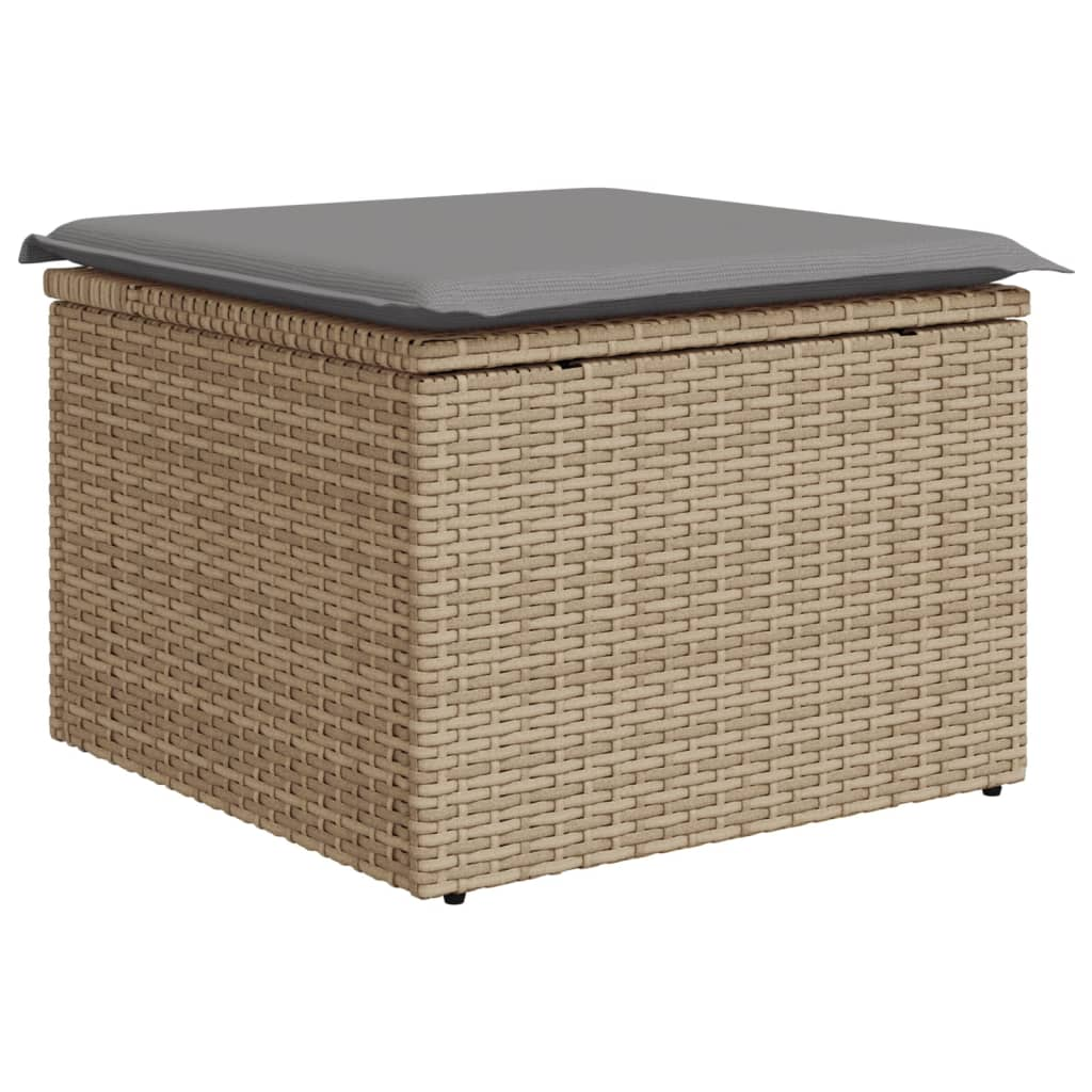 bézs polyrattan kerti szék párnával 55 x 55 x 37 cm (366092)