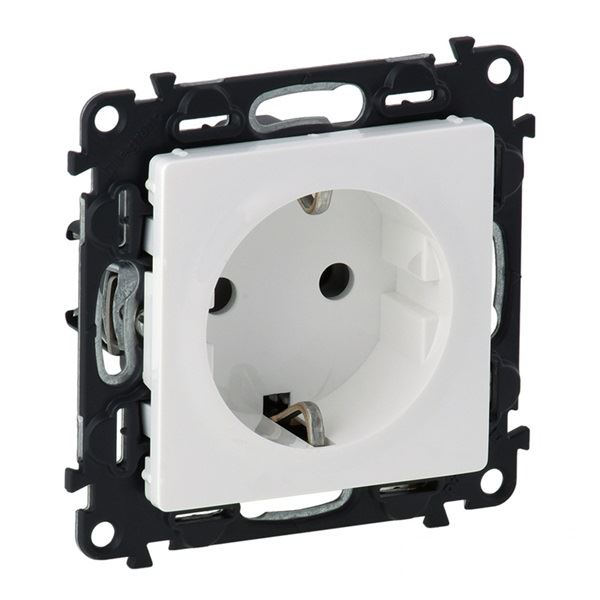 Legrand Valena Life 2P+F csatlakozóaljzat biztonsági zsaluval, csavaros vezetékbekötéssel, fehér (753124) (leg753124)