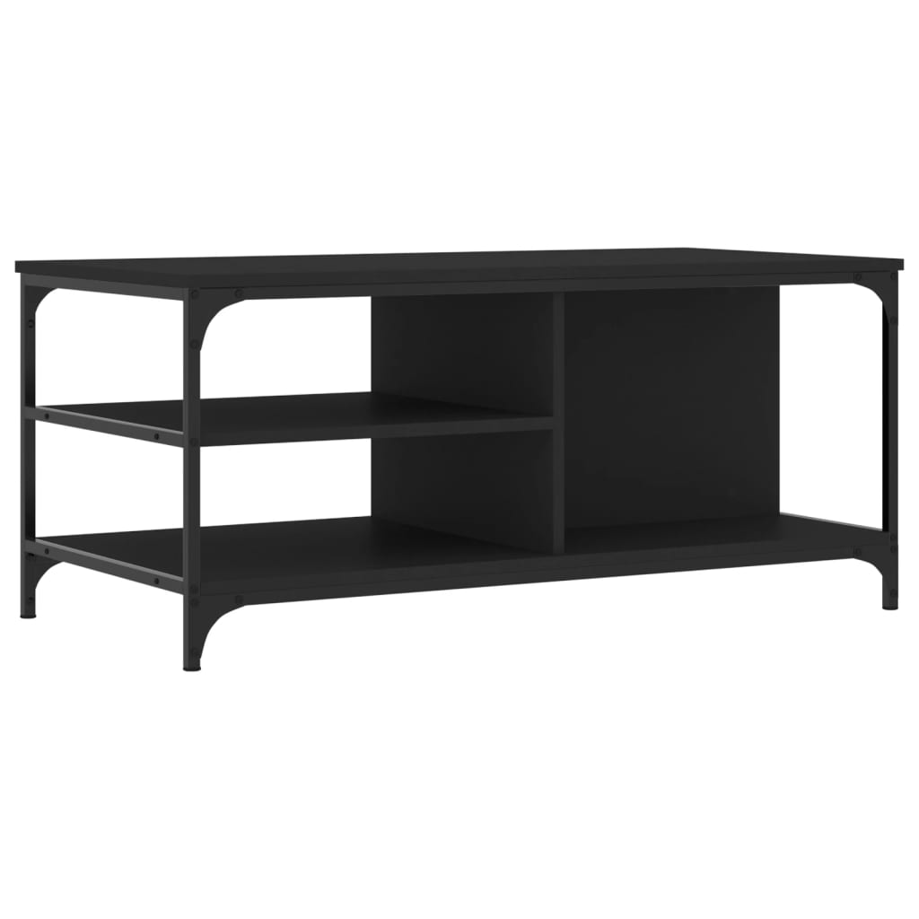 fekete szerelt fa dohányzóasztal 100 x 50 x 45 cm (835304)