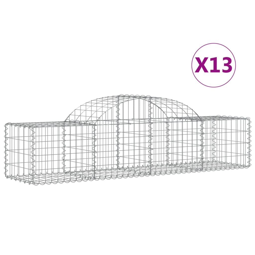13 db íves horganyzott vas gabion kosár 200x50x40/60 cm (3146268)