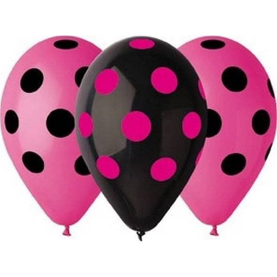 Léggömb - 5 db, 30 cm, Lánybúcsú, Pöttyös (484554)