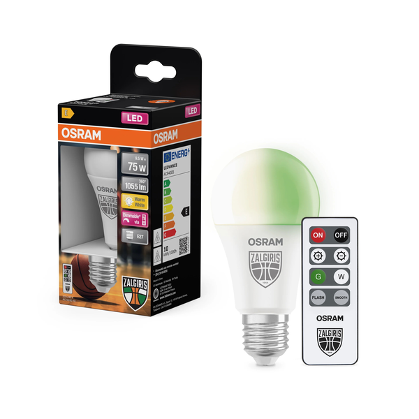 LED žiarovka Osram Žalgiris Edition E27 1055 lm s diaľkovým ovládaním
