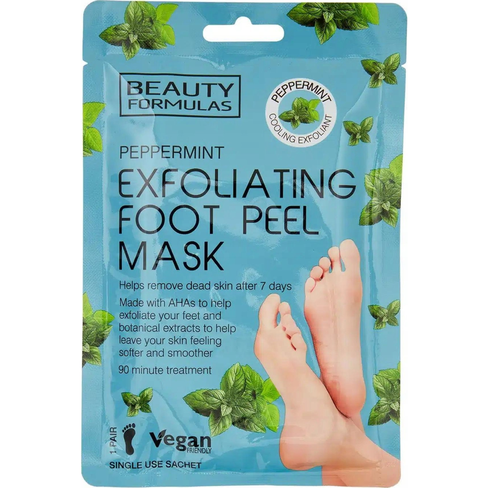 Beauty Formulas Hámlasztó lábmaszk mentával, 1 pár (5012251013734)