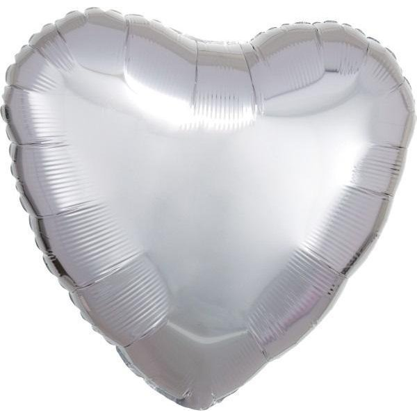 Szív Fólia Lufi - 43 cm, Ezüst (0194099082877)