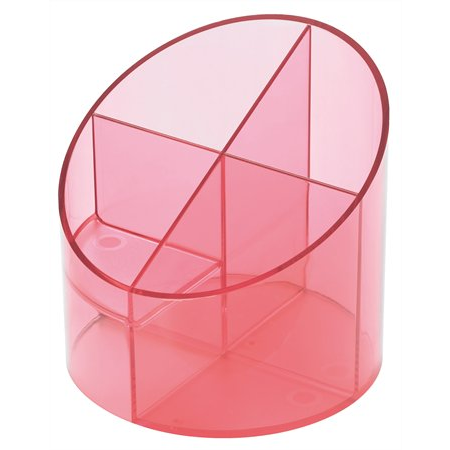 Helit Economy kerek írószertartó - Áttetsző piros (H6390220)