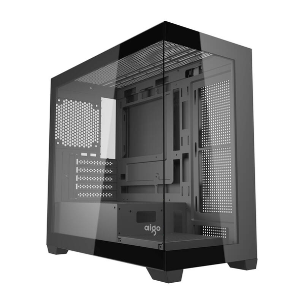 Carcasa Mini Tower Darkflash C218M, sticla securizata, 9 ventilatoare, neagra, 434x218x414mm