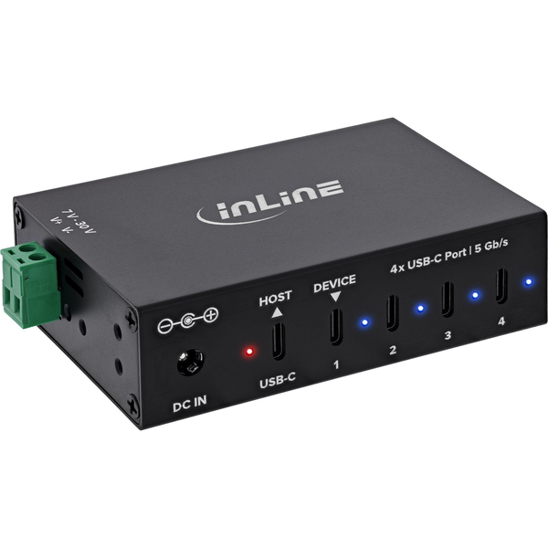 InLine 35396D hub di interfaccia 2 x USB 3.2 Gen 1 (3.1 Gen 1) Type-B 5000 Mbit/s Nero