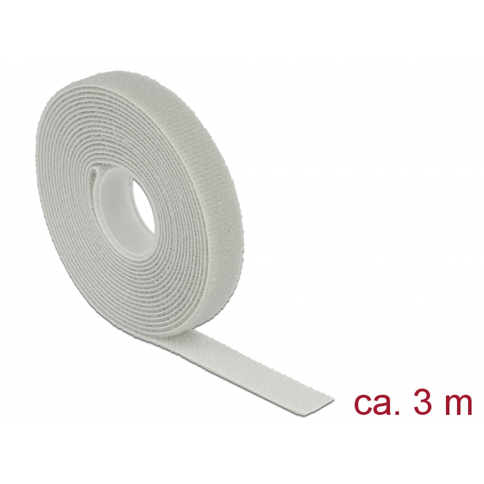 Delock Hurkolható rögzítők, 3 m x 13 mm (H x Sz) tekercs, szürke (18275) (18275)