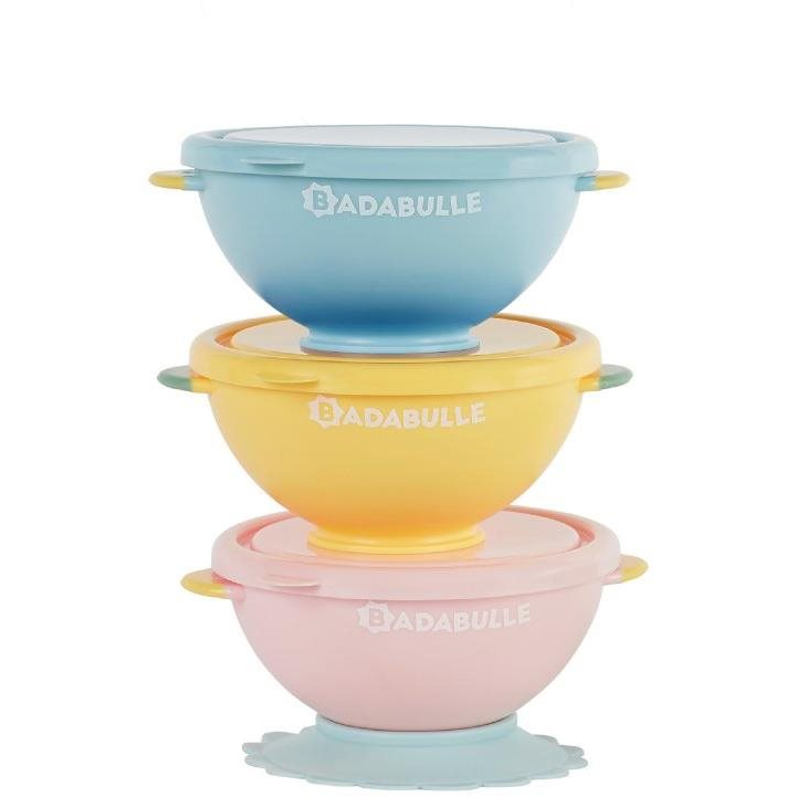 Badabulle Tálak készlete fedelekkel és tapadókoronggal Fun Colours (3661276177475)