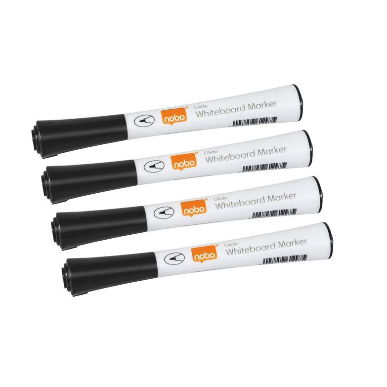 Nobo Glide 1mm Táblamarker készlet - Fekete (4 db / csomag) (1915392)