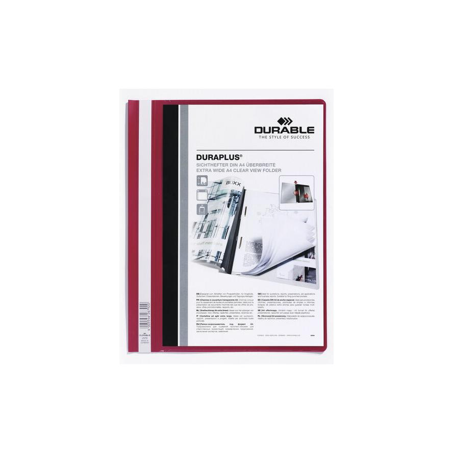 Durable DURAPLUS A4 panorámás széles gyorsfűző mappa - Piros (257903)