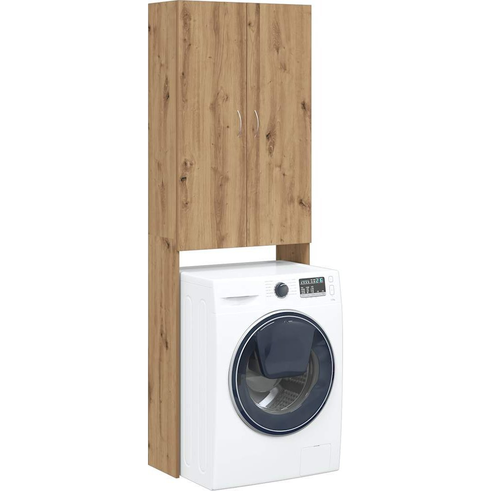 kézműves tölgy színű mosógépszekrény 64 x 25,5 x 190 cm (856647)