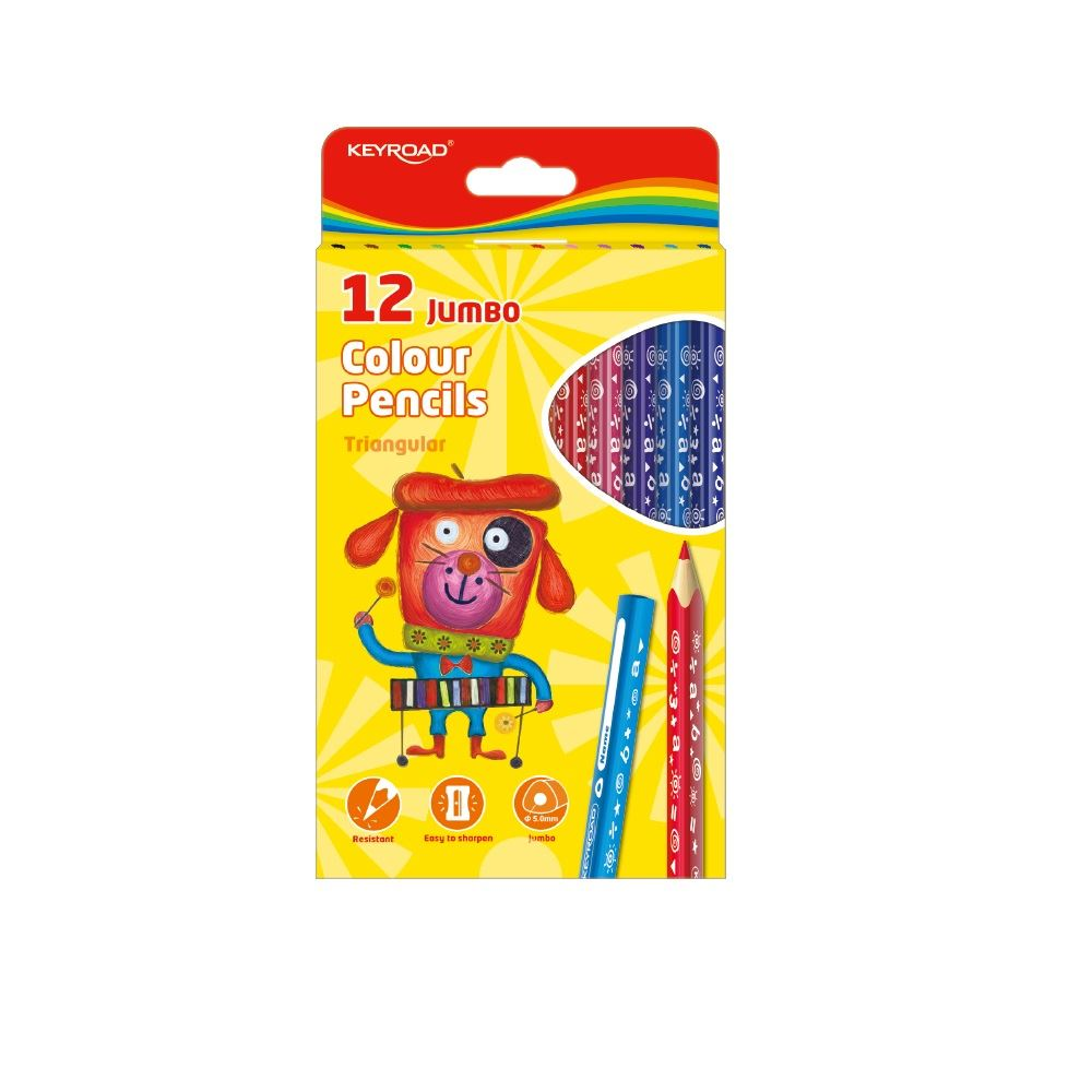 Keyroad színes ceruza készlet vastag, háromszögletű,12 szín (KR971349) (KR971349)