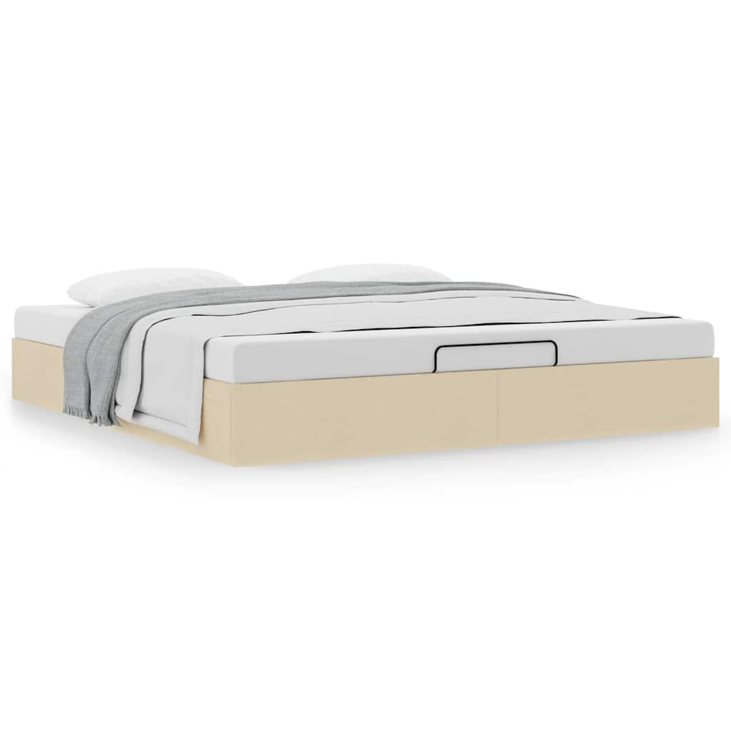 Ottomán krémszínű szövet ágykeret matrac nélkül 160 x 200 cm (3310894)