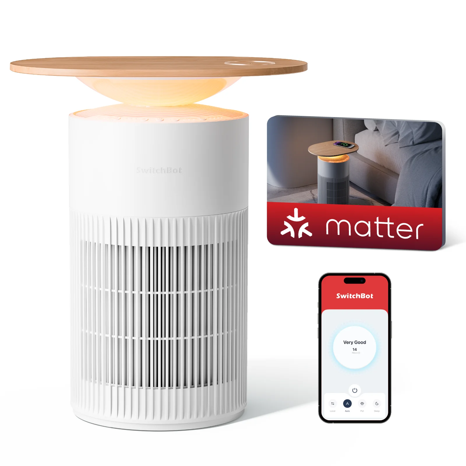 SwitchBot W5302310 3 az 1-ben Okos Légtisztító 40 Watt 135m² - Fehér (W5302310)