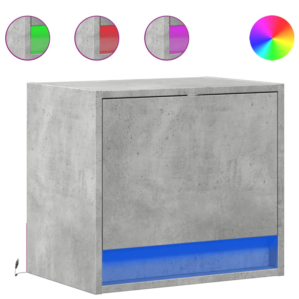 betonszürke falra szerelhető éjjeliszekrény LED-világítással (852081)